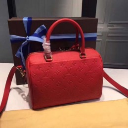Replica Louis Vuitton Red Embossed Monogram Speedy 25 - Style 2