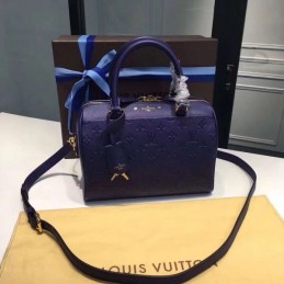 Replica Louis Vuitton Navy Blue Embossed Monogram Speedy 25 - Style 2
