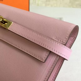 Replica Hermes Light Pink Kelly Wallet Gold Hardware