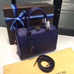Replica Louis Vuitton Navy Blue Embossed Monogram Speedy 25 - Style 2