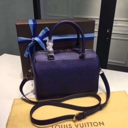 Replica Louis Vuitton Navy Blue Embossed Monogram Speedy 25 - Style 2
