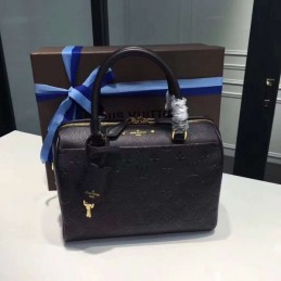Replica Louis Vuitton Black Embossed Monogram Speedy 25 with Printed Strap