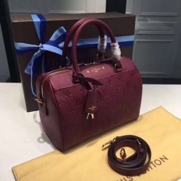 Replica Louis Vuitton Burgundy Embossed Monogram Speedy 25 - Style 3
