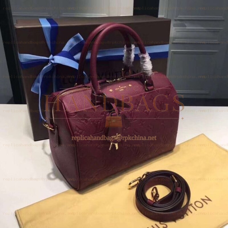 Replica Louis Vuitton Burgundy Embossed Monogram Speedy 25 - Style 3