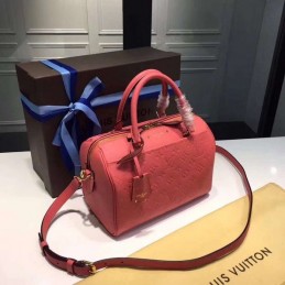 Replica Louis Vuitton Coral Pink Embossed Monogram Speedy 25