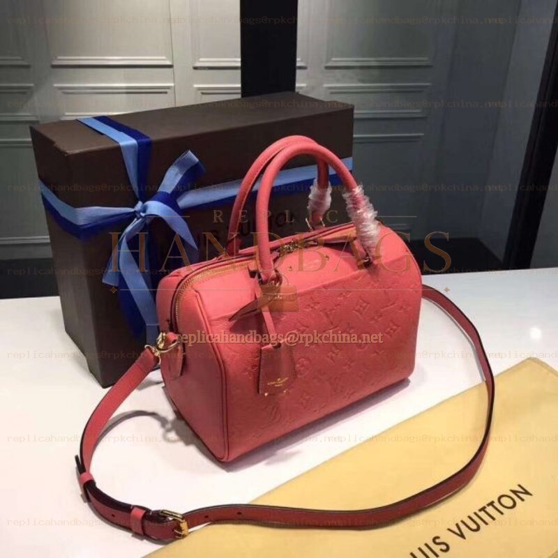 Replica Louis Vuitton Coral Pink Embossed Monogram Speedy 25