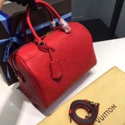 Replica Louis Vuitton Red Embossed Monogram Speedy 30 - Style 2