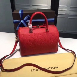 Replica Louis Vuitton Red Embossed Monogram Speedy 30 - Style 2