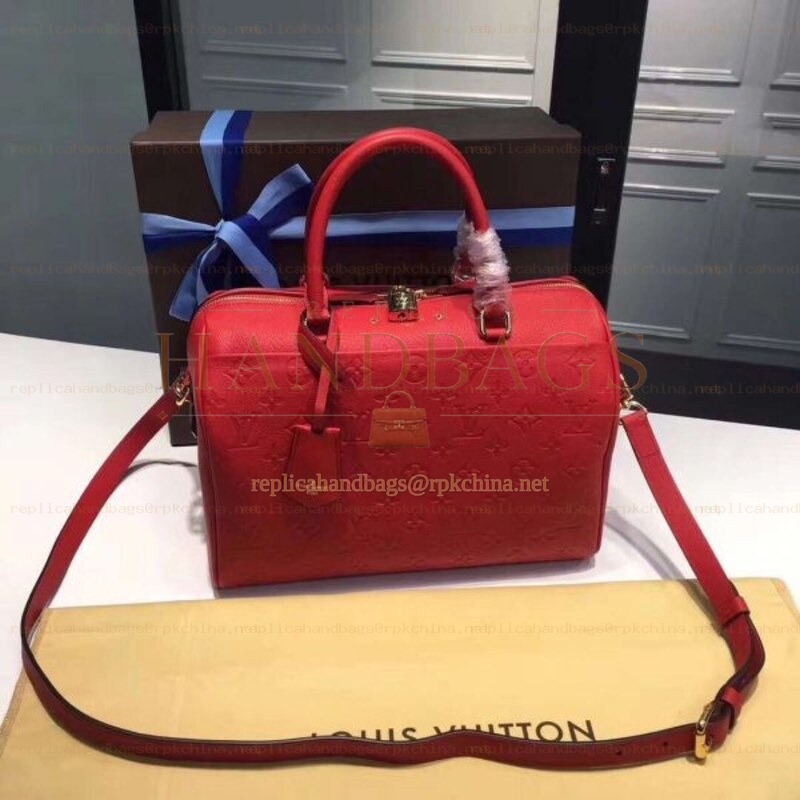Replica Louis Vuitton Red Embossed Monogram Speedy 30 - Style 2
