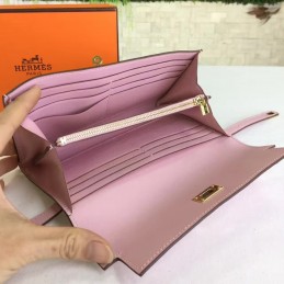 Replica Hermes Light Pink Kelly Wallet Gold Hardware