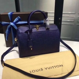 Replica Louis Vuitton Navy Blue Embossed Monogram Speedy 30