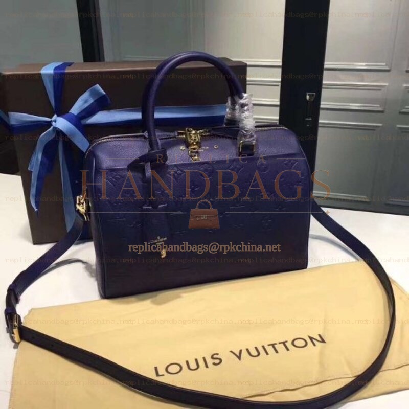 Replica Louis Vuitton Navy Blue Embossed Monogram Speedy 30