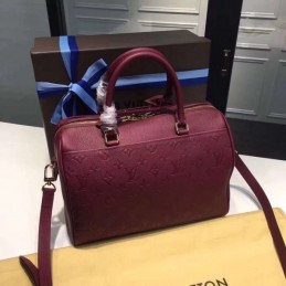 Replica Louis Vuitton Burgundy Embossed Monogram Speedy 30 - Style 2