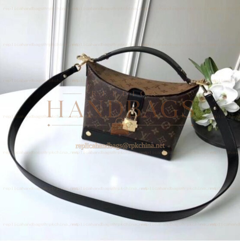 Replica Louis Vuitton Brown Monogram Black Trim Bento Box EW