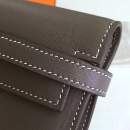 Replica Hermes Taupe Gray Kelly Wallet Gold Hardware