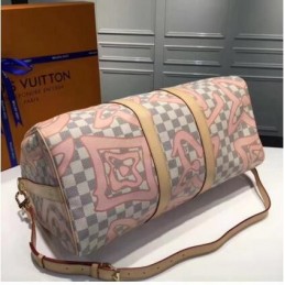 Replica Louis Vuitton Pink Monogram Geometric Keepall Bandouliere 45