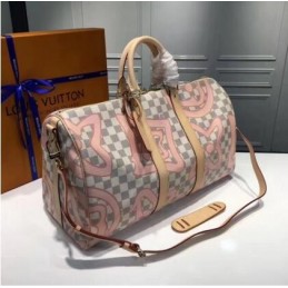 Replica Louis Vuitton Pink Monogram Geometric Keepall Bandouliere 45