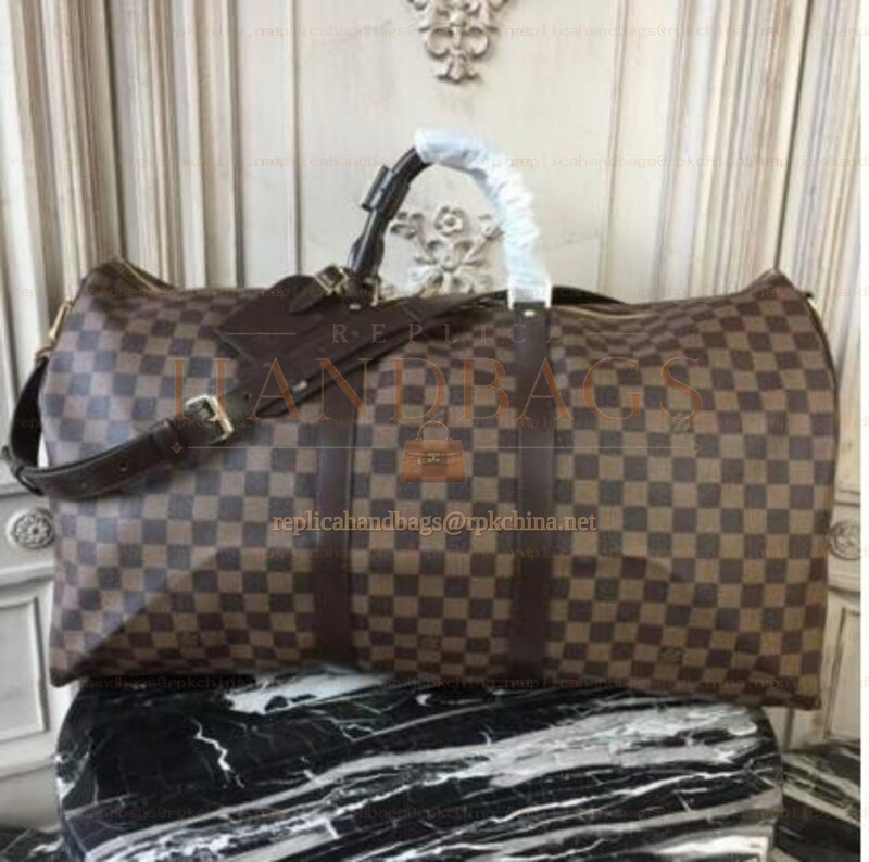 Replica Louis Vuitton Brown Damier Ebene Keepall Bandouliere 55