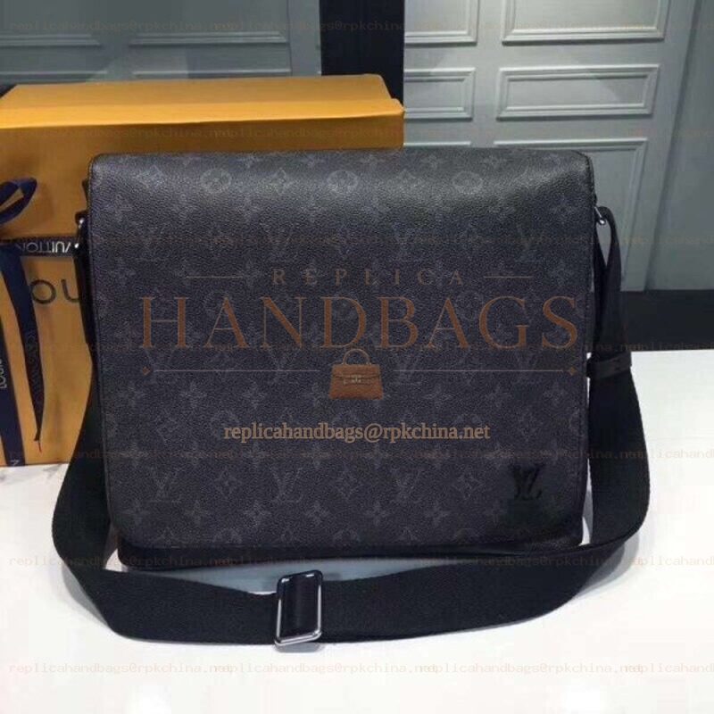Replica Louis Vuitton Black Monogram Eclipse District MM - Style 2