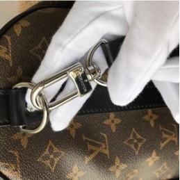 Replica Louis Vuitton Brown Monogram Black Trim Keepall Bandouliere 55