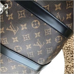 Replica Louis Vuitton Brown Monogram Black Trim Keepall Bandouliere 55