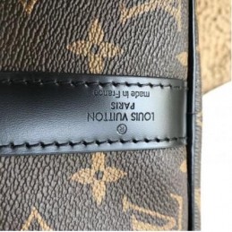 Replica Louis Vuitton Brown Monogram Black Trim Keepall Bandouliere 55