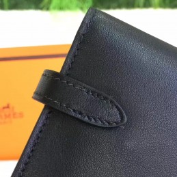 Replica Hermes Black Kelly Wallet Gold Hardware