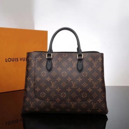 Replica Louis Vuitton Brown Monogram Black Trim Flower Tote