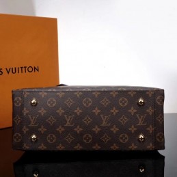 Replica Louis Vuitton Brown Monogram Black Trim Flower Tote