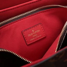 Replica Louis Vuitton Brown Monogram Red Trim Flower Tote