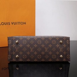 Replica Louis Vuitton Brown Monogram Red Trim Flower Tote