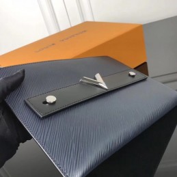 Replica Louis Vuitton Navy Blue Epi Leather Twist Clutch