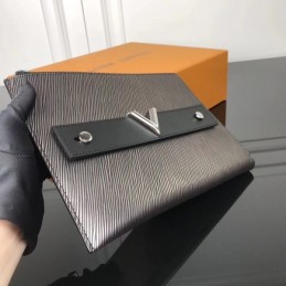 Replica Louis Vuitton Gray Epi Leather Twist Clutch