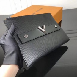 Replica Louis Vuitton Black Epi Leather Twist Clutch