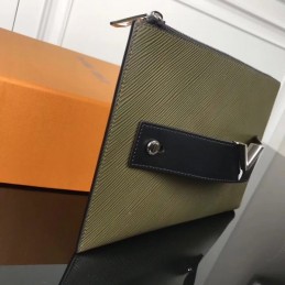 Replica Louis Vuitton Khaki Epi Leather Twist Clutch