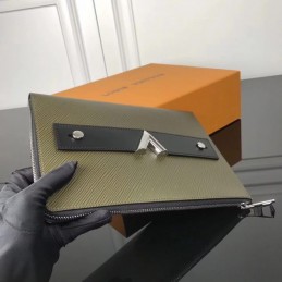 Replica Louis Vuitton Khaki Epi Leather Twist Clutch