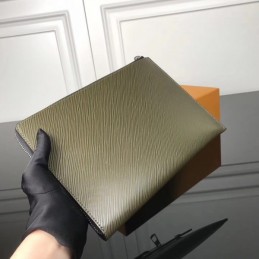 Replica Louis Vuitton Khaki Epi Leather Twist Clutch