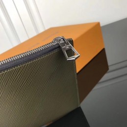 Replica Louis Vuitton Khaki Epi Leather Twist Clutch