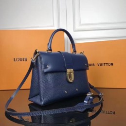 Replica Louis Vuitton Navy Blue Textured One Handle Bag