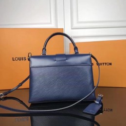 Replica Louis Vuitton Navy Blue Textured One Handle Bag