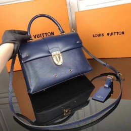 Replica Louis Vuitton Navy Blue Textured One Handle Bag