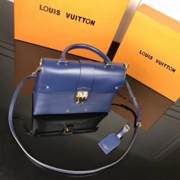 Replica Louis Vuitton Navy Blue Textured One Handle Bag