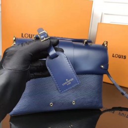 Replica Louis Vuitton Navy Blue Textured One Handle Bag