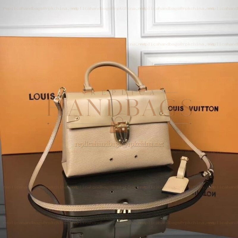 Replica Louis Vuitton Beige Textured One Handle Bag
