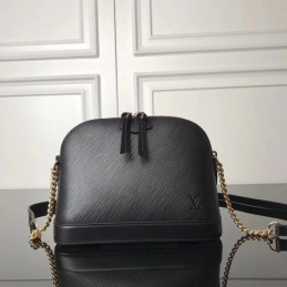 Replica Louis Vuitton Black Textured Chain Alma BB