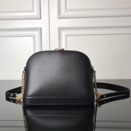 Replica Louis Vuitton Black Textured Chain Alma BB