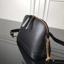 Replica Louis Vuitton Black Textured Chain Alma BB