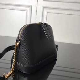 Replica Louis Vuitton Black Textured Chain Alma BB