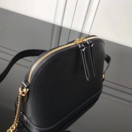 Replica Louis Vuitton Black Textured Chain Alma BB