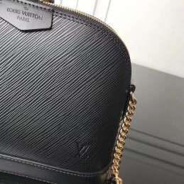Replica Louis Vuitton Black Textured Chain Alma BB